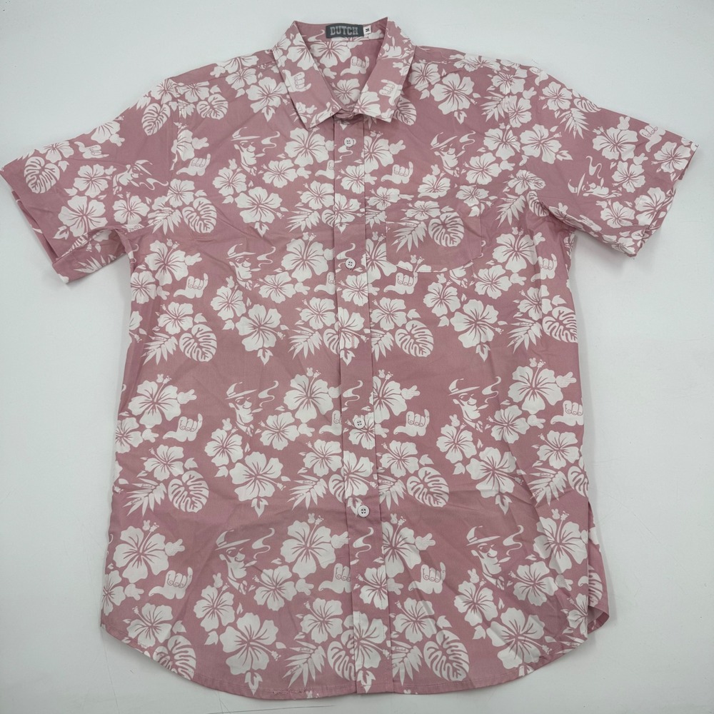 Dutch Bros Floral Hawaiian Shirt | Tropical Resort Camp Shirt | Mens Medium NWOT
